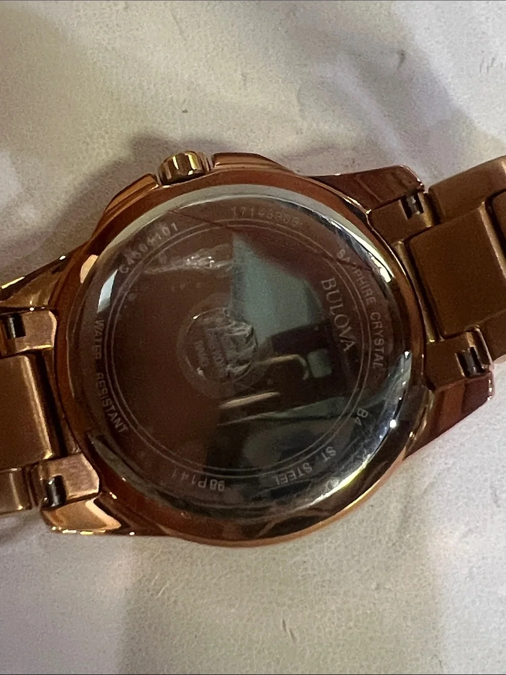Bulova Rose Gold-Tone Mother of Pearl and Diamonds Watch